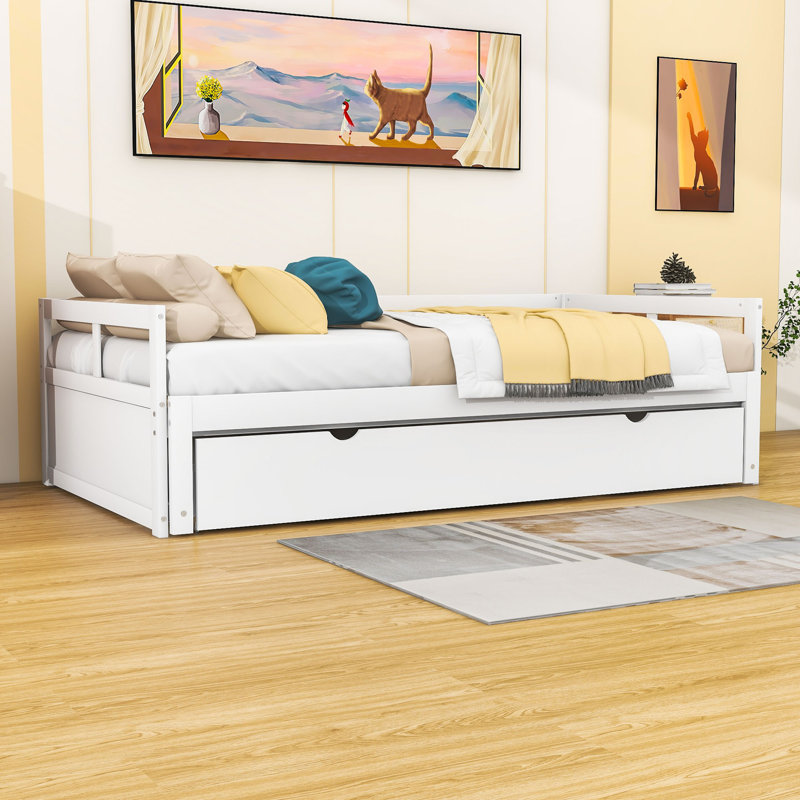 Dovber Twin Size Wooden Daybed with Trundle, White