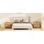 Lit plateforme tapissier moderne en velours avec tête de lit à oreilles et pieds ronds en bois, idéal pour une chambre à coucher élégante et confortable.