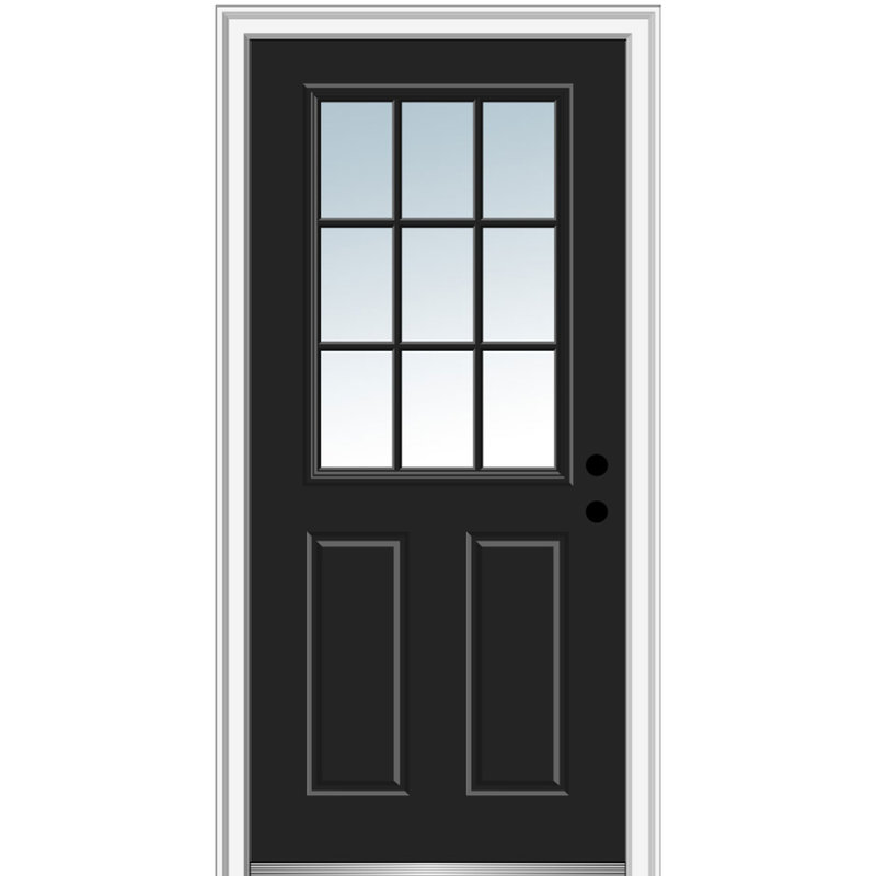 Porte d'entrée pré-montée, S'ouvre à gauche vers l'intérieur, H 81,75 po x l 37,5 po x P 6,56 po, Noir, noir, noir, noir