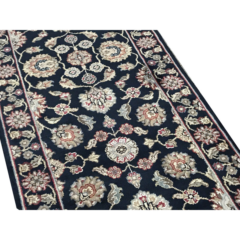 Hand-Knotted High-Quality Navy Runner