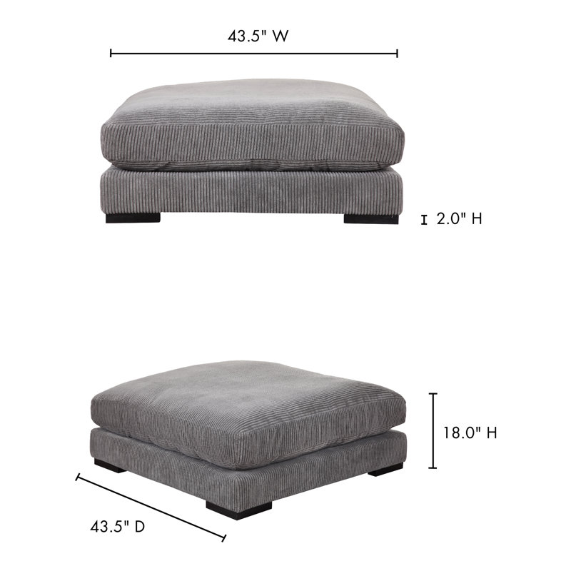 Lonsdale Square Ottoman, Gray Corduroy