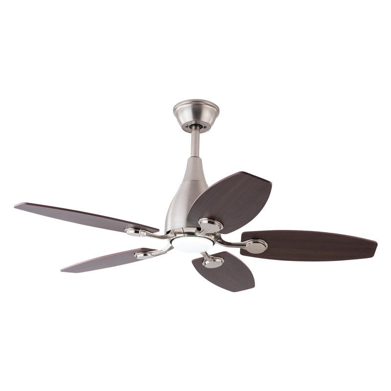 5 - Blade 42Inch Propeller Ceiling Fan with Remote Control and Light Kit Included, Silver