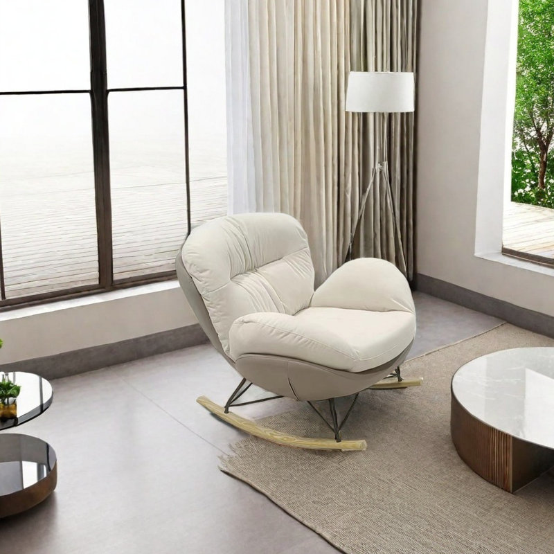 Chaise berçante de loisirs pour la maison, Blanc cassé