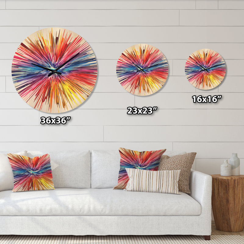 Color Explosion - Horloge murale moderne en bois, Très grand