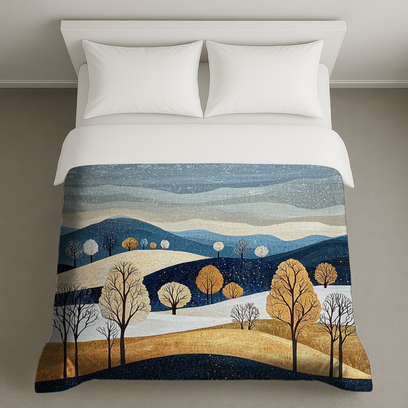 Housse de couette paysage scandinave nature, Grand lit