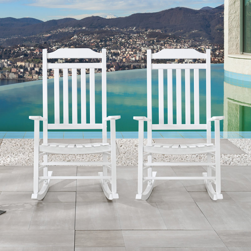 Chaise berçante d'extérieur en bois Cheridwen, Blanc
