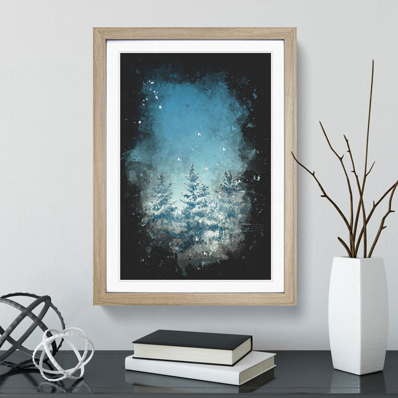 Winter Forest Vol.9 Paint Splash - Picture Frame Graphic Art, 48cm H x 36cm W x 2cm D, Oak