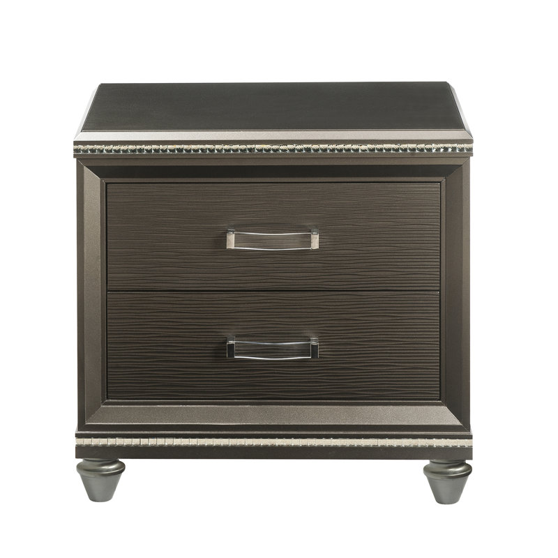 Table de chevet 2 tiroirs champagne foncé