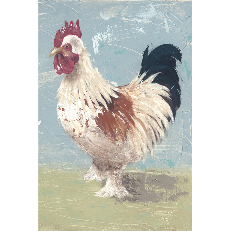 «Farm Iife-Chickens II», peinture sur toile, H 12 po x l 8 po