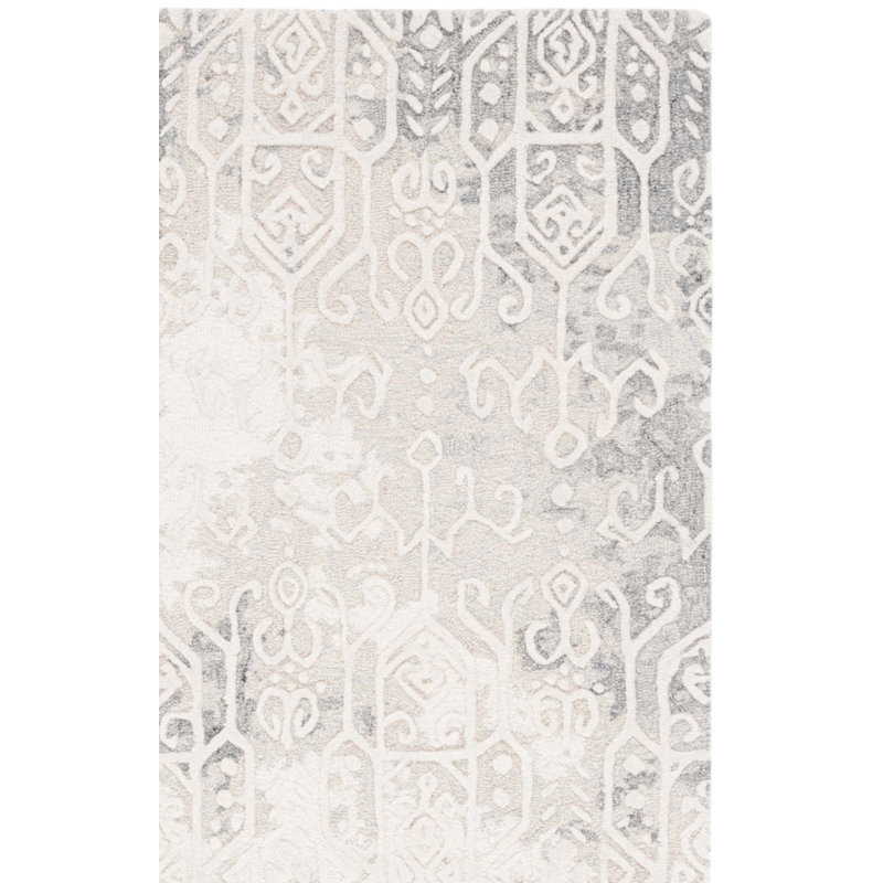 Ebony Hand Tufted Wool Pile Southwestern Rug, Rectangle 5' x 8'