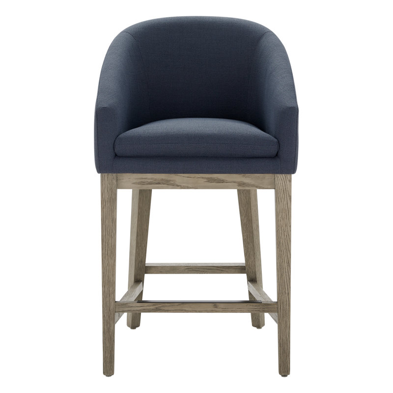 Bethea Rounded Back Counter Stool, Effie Indigo Performance Linen