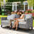 Allcot 3 - Person Wicker Rattan Outdoor Seating Group with Pillows, Cushions and Ottomans, All Weather High Back Conversation Set for Garden Backyard-112473992