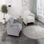 Chaise d'appoint, fauteuil gris avec revêtement en tissu et tissu d'ameublement rembourré avec cadre en contreplaqué-1660620318