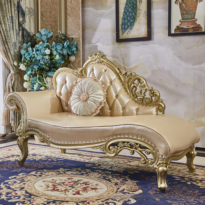 American Solid Wood Carved Sofa, Right Hand Facing