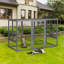 Cage à chat spacieuse en bois avec toit imperméable et pédales réglables - gris noir