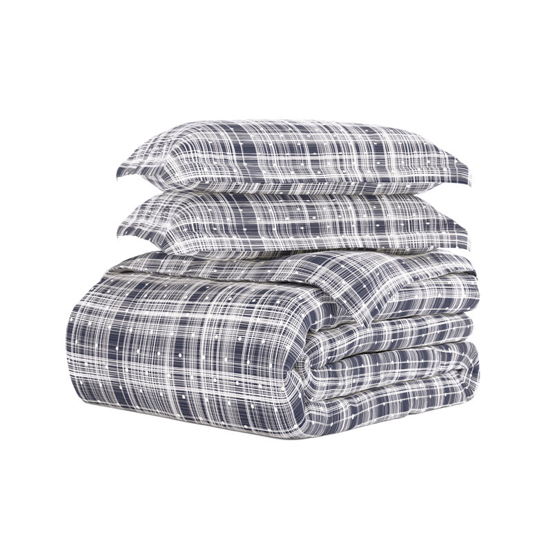 Becky Cameron Polka Dot Pattern Duvet Cover Set, Navy, Twin Duvet Cover + 1 Sham