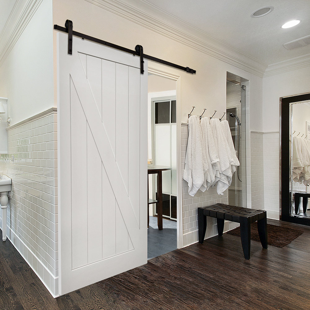 Z-Plank 36'' Solid + Manufactured Wood Paneled with Installation Hardware Kit Barn Door MMI DOOR Hardware 