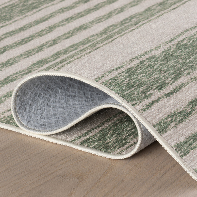 Xaren Coastal Striped Machine Washable Rug, Rectangle 9'6" x 13'6"