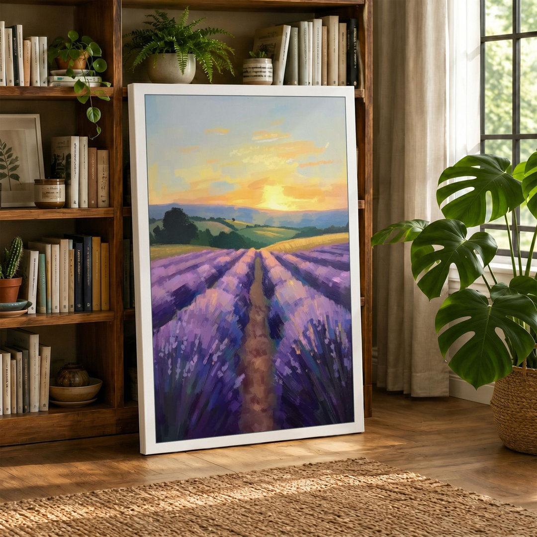 Lavender Fields at Sunset Rustic - Wrapped Canvas