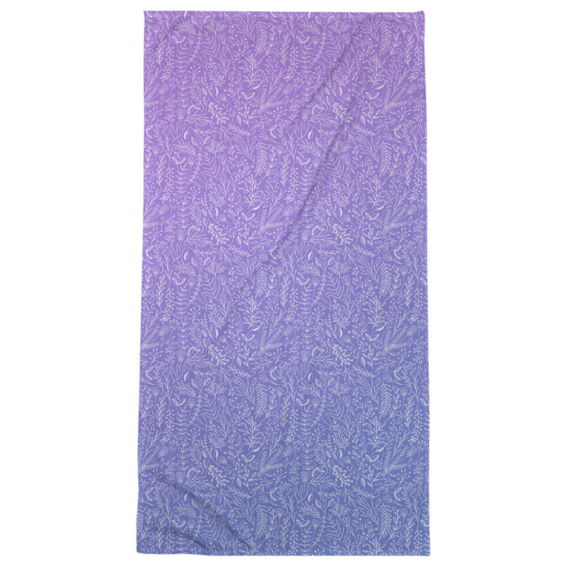 Serviette de bain florale ditsy classique, Mauve / Bleu