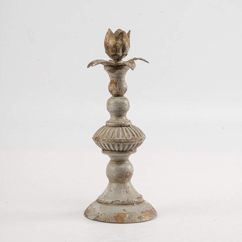 Porte-bougie fleur gris rustique, design rustique élégant, décoration intérieure rétro