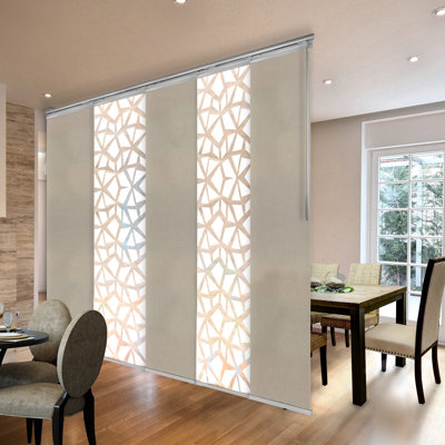 5-Panel Single Rail Panel Track Extendable 58"-110"W x 94"H, Panel width 23.5", Shattered
