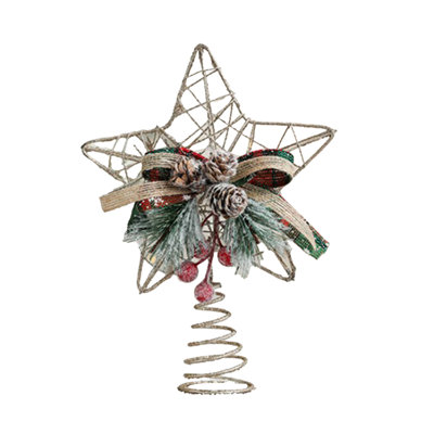 Christmas Decorations Christmas Tree Top Five-pointed Star Accessories Golden Three-dimensional Hollow Five-pointed Star Suitable For Holiday Party Decoratio