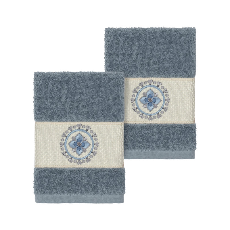 Essuie-mains en coton turc Isabelle, Bleu sarcelle
