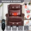 Fauteuil inclinable manuel à massage thermique avec chaise berçante et pivotante en cuir véritable pour le salon