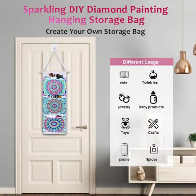 Savannah 5D DIY Mosaic Blue Mandala Hanging Door Storage Bag Diamond Painting Kit Crystal Rhinestone Decoration
