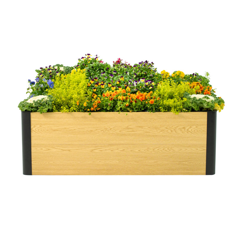 Lit de jardin surélevé rectangulaire en métal Woodgrain
