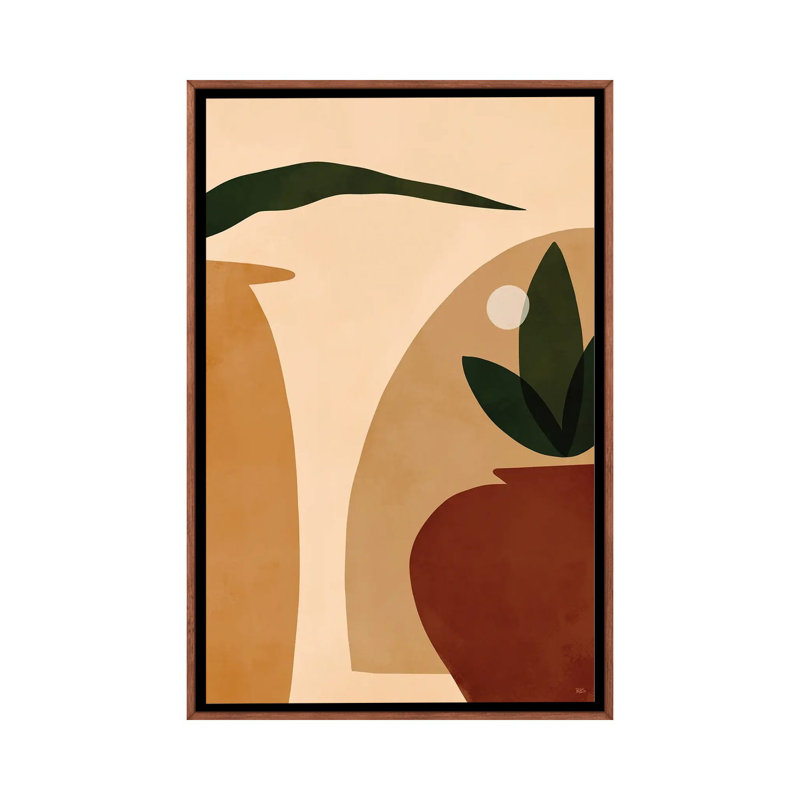Ocre par Brie Nicole-impression d’art graphique, Toile avec cadre en bois brun classique, Pas de tapis