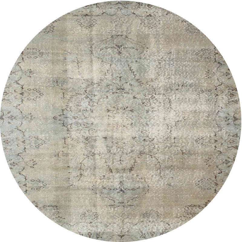 Tapis décoratif gris contemporain, Rond 5 pi