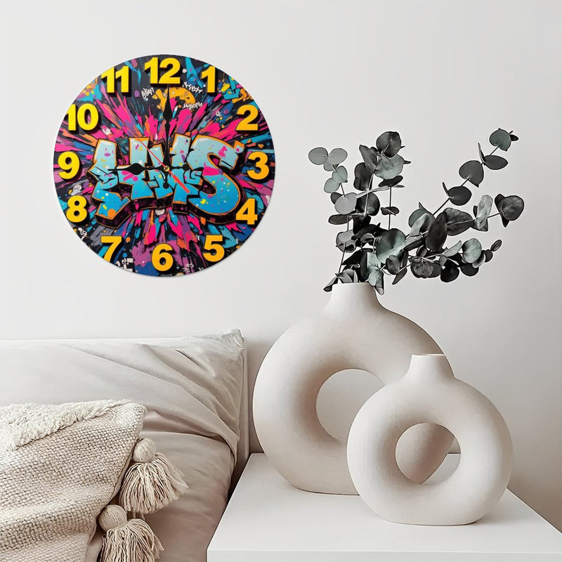 Horloge murale colorée Graffiti
