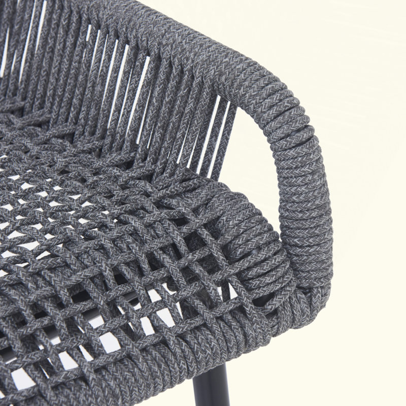 Tabourets de bar pour l'extérieur en corde tissée résistante aux intempéries, ensemble de 2, Gris foncé