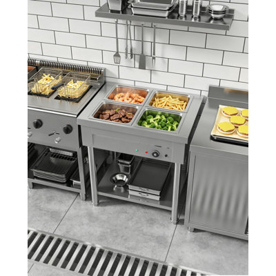 Stainless Steel Food Warmers With Pans & Shelf