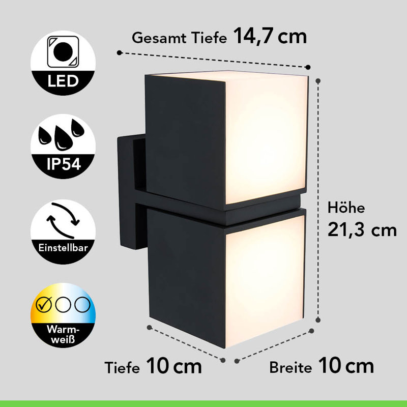 Matte Black 2 - Bulb Integrated LED Frosted Glass Outdoor Armed Scone