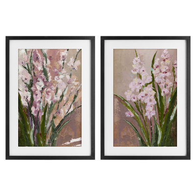 Ensemble de 2 impressions encadrées sous verre Fading Floral Radiance, design par Susan Pepe
