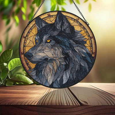 Loup, vitrail, art, vitrail