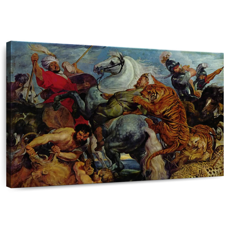 Leisha, la chasse au tigre, H 16 po x l 24 po