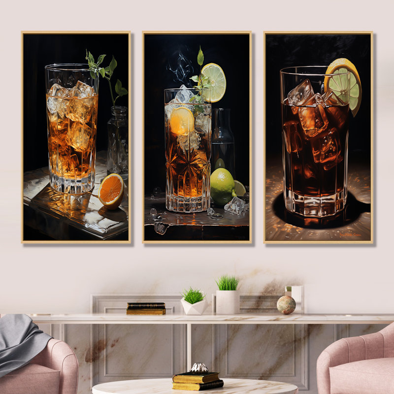Noir noir rêverie cocktail, H 32 po x l 48 po, Cadre flottant brun