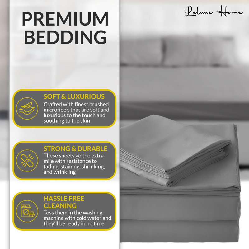 White Queen Microfiber Embroidered Deep Pocket Sheet Set