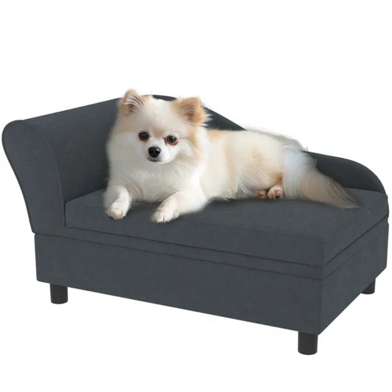 Canapé pour animaux avec rangement, canapé pour chats et petits chiens, gris foncé