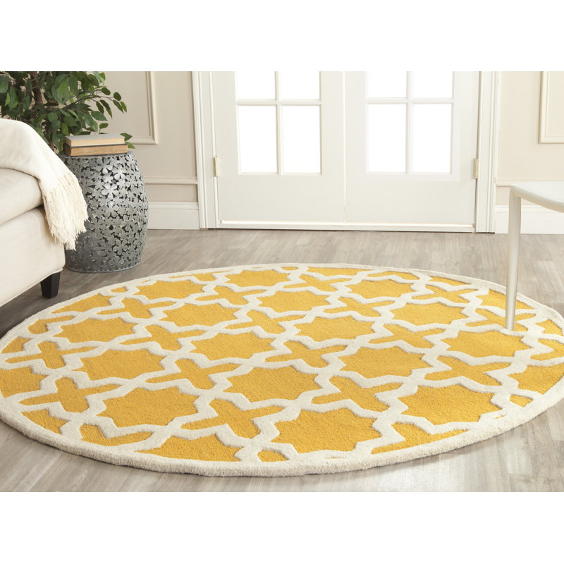 Tapis jaune en laine d'Igna, Rond 6 pi