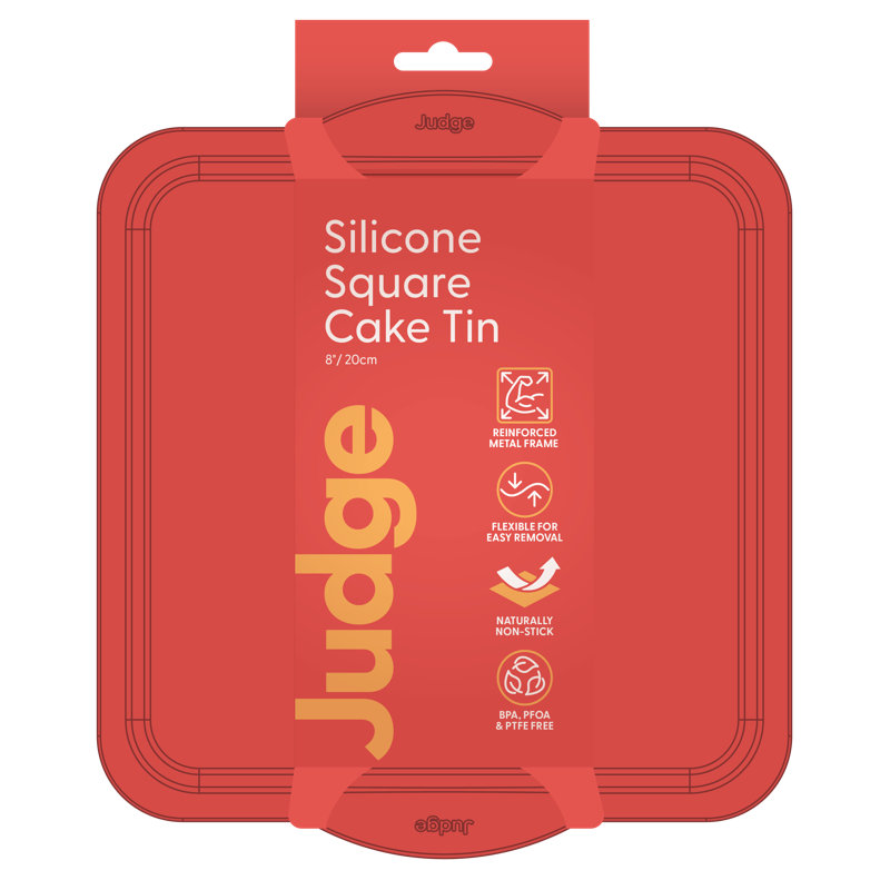 Judge Silicone, 8"/20cm Square Cake Tin, Hazelnut, Berry