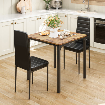 Ensemble de salle à manger ergonomique en cuir 3 pièces - résistant à l'eau et peu encombrant pour les petits espaces