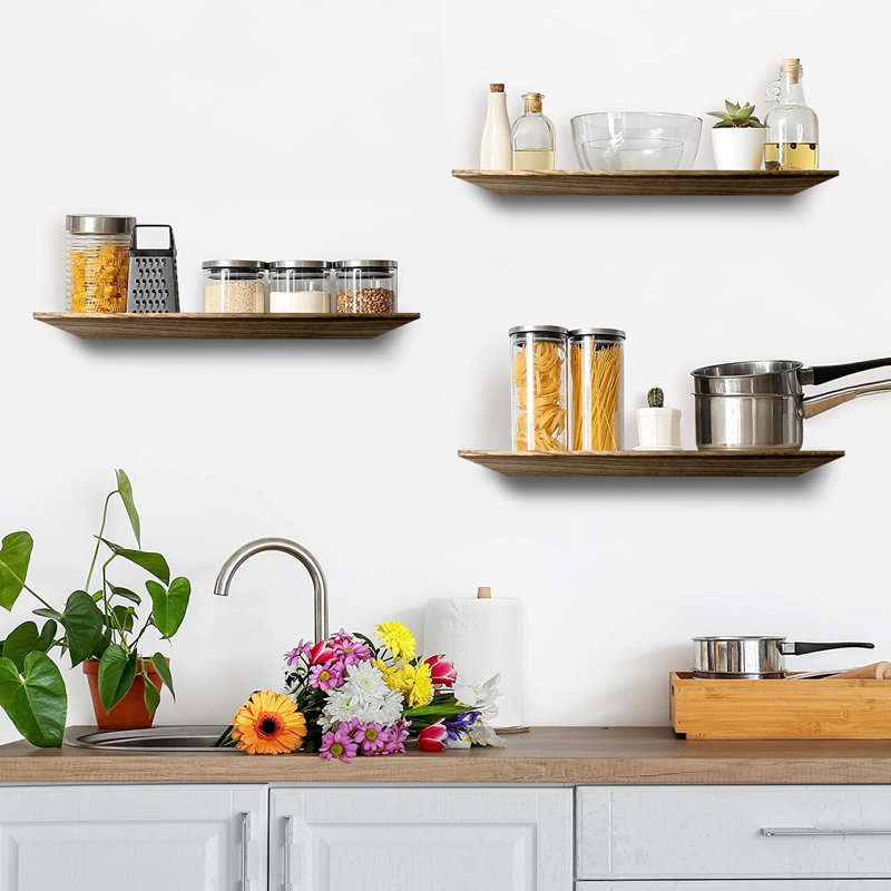 3 Piece Pine Floating Shelf, Paulownia Boards
