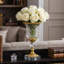 Vase piédestal en cristal avec accents dorés - Vase à fleurs sur pied pour centre de table, manteau de cheminée et console
