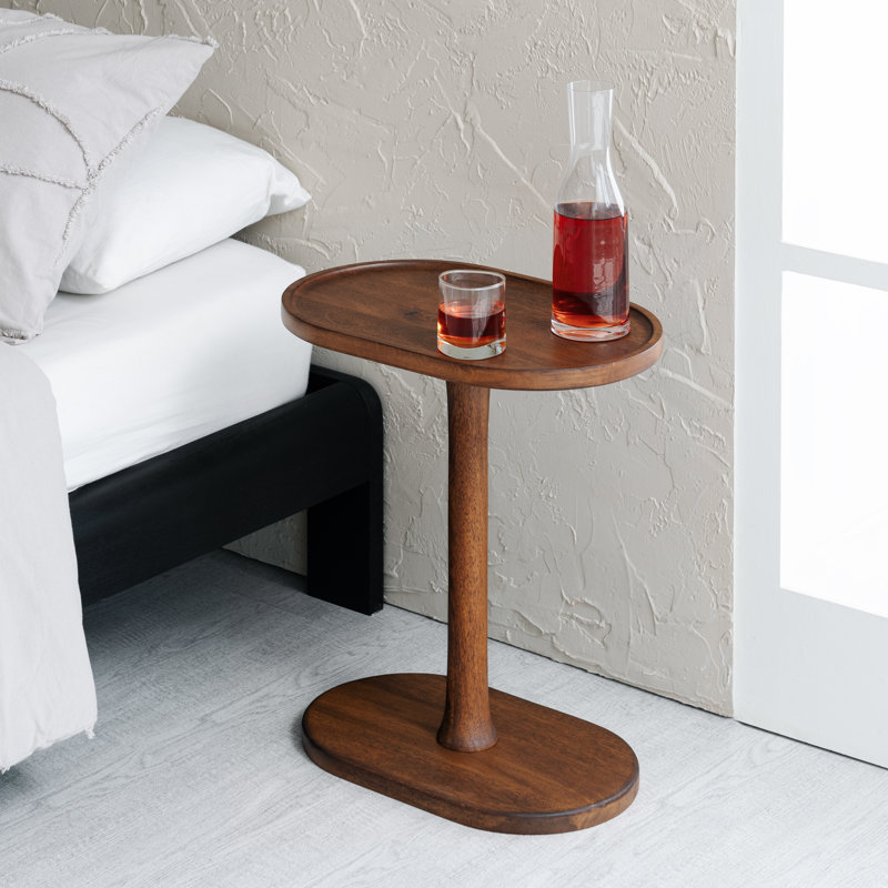 Galveston 22'' H Solid Wood Tray Top End Table, Walnut