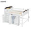 Lit mezzanine double avec armoire de rangement, garde-robe et lumières DEL - Lit pour enfants et adolescents peu encombrant, blanc et espresso-1792616111